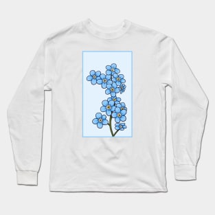 Vintage doodle illustration of Myosotis Alpestris or Forget-Me-Not flower Long Sleeve T-Shirt